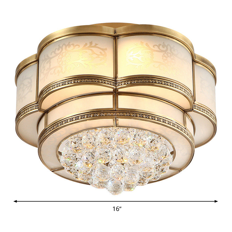 LED Flush Mount Ceiling Light Traditional Tapered Clear Crystal Flushmount Lamp in Warm Light for Living Room Clearhalo 'Ceiling Lights' 'Close To Ceiling Lights' 'Close to ceiling' 'Flush mount' Lighting' 283403