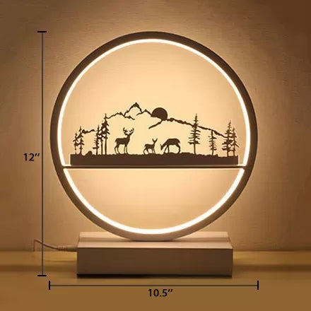 Metal Round Table Light with Natural View Creative Reading Light for Adult Bedroom Cafe Clearhalo 'Lamps' 'Table Lamps' Lighting' 28342