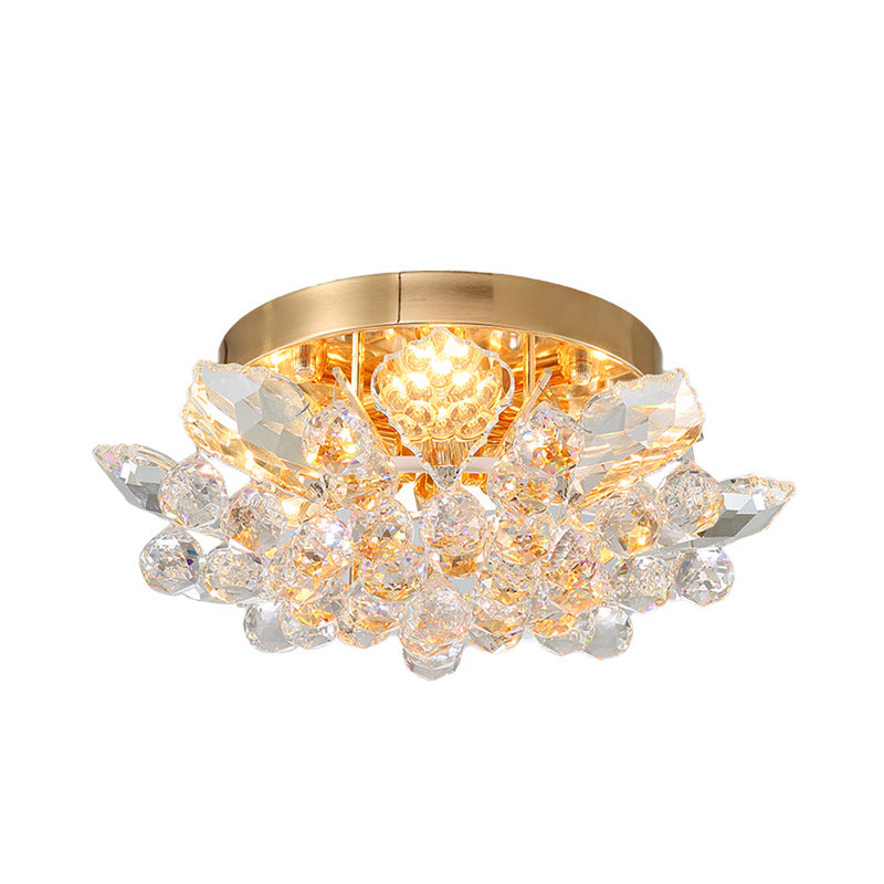 Clear Crystal Ball Cascade Ceiling Lighting Contemporary Gold/Silver LED Semi Flush Mount Clearhalo 'Ceiling Lights' 'Close To Ceiling Lights' 'Close to ceiling' 'Flush mount' Lighting' 283499