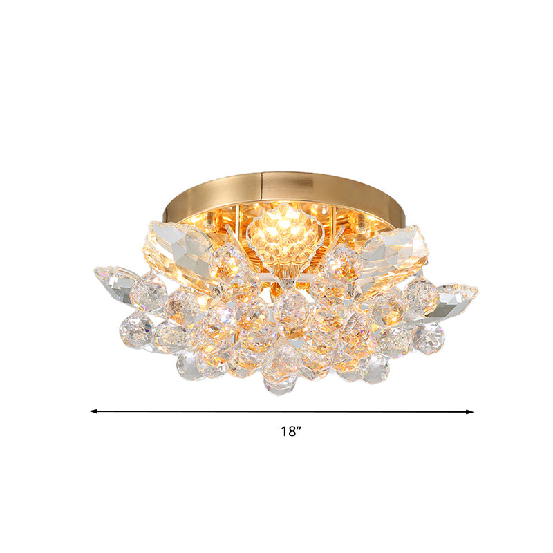 Clear Crystal Ball Cascade Ceiling Lighting Contemporary Gold/Silver LED Semi Flush Mount Clearhalo 'Ceiling Lights' 'Close To Ceiling Lights' 'Close to ceiling' 'Flush mount' Lighting' 283500