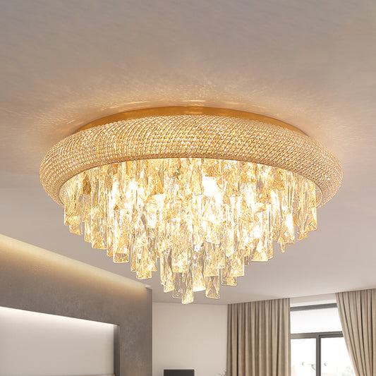 Gold Tapered Ceiling Light Fixture Simple Style Rectangle-Cut Crystal LED Flush Light Gold Clearhalo 'Ceiling Lights' 'Close To Ceiling Lights' 'Close to ceiling' 'Flush mount' Lighting' 283508