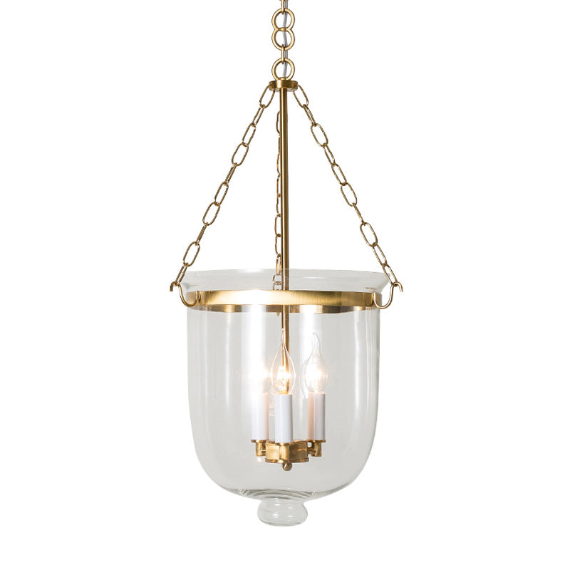 Candelabra Clear Glass Pendant Chandelier Colonial 3 Bulbs Bedroom Hanging Light Clearhalo 'Ceiling Lights' 'Chandeliers' 'Glass shade' 'Glass' Lighting' 283608