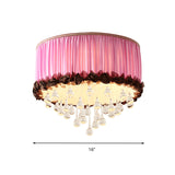 Drum Flush Mount Lamp Modern Waterdrop Crystal Orange Pink/Purple LED Ceiling Light Fixture Clearhalo 'Ceiling Lights' 'Close To Ceiling Lights' 'Close to ceiling' 'Flush mount' Lighting' 283631