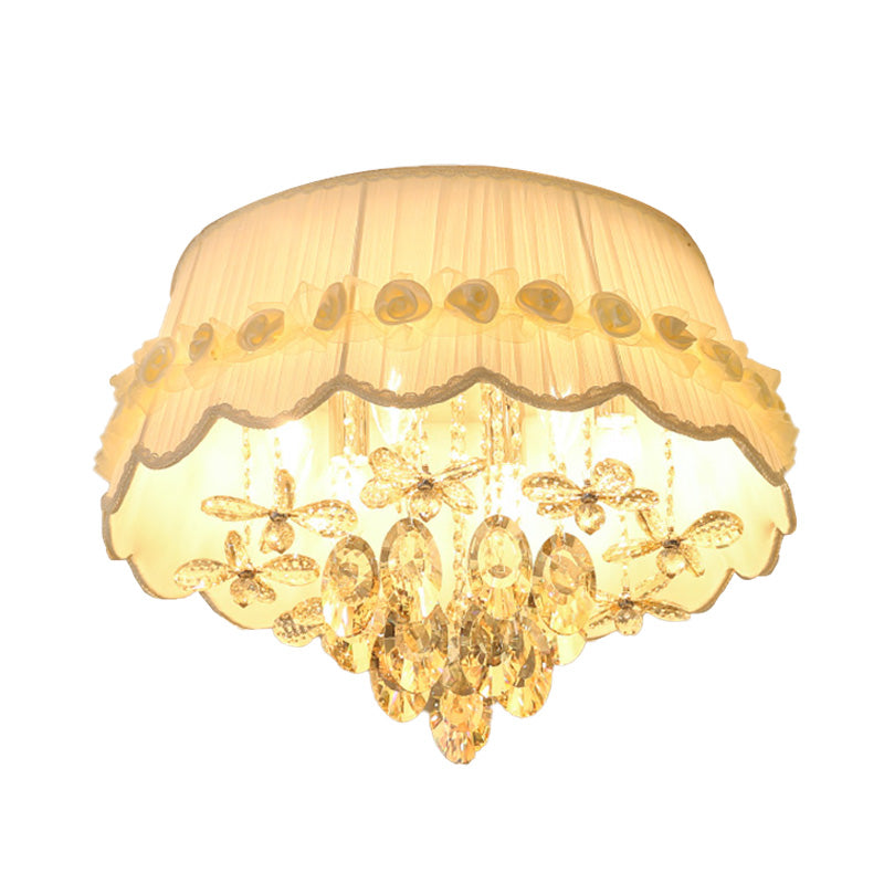 White Scalloped Flush Mount Light Simple Style 6/8 Heads Crystal Drop Ceiling Lighting Clearhalo 'Ceiling Lights' 'Close To Ceiling Lights' 'Close to ceiling' 'Flush mount' Lighting' 283652