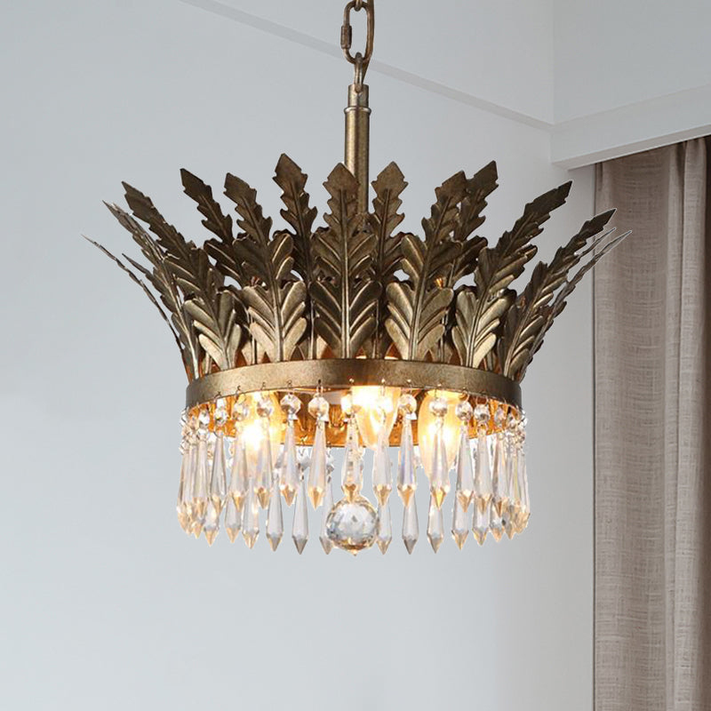 K9 Crystal 2-Tier Hanging Chandelier Traditional 3/4 Lights Gold/Antique Bronze Ceiling Lamp for Living Room Clearhalo 'Ceiling Lights' 'Chandeliers' Lighting' options 283693