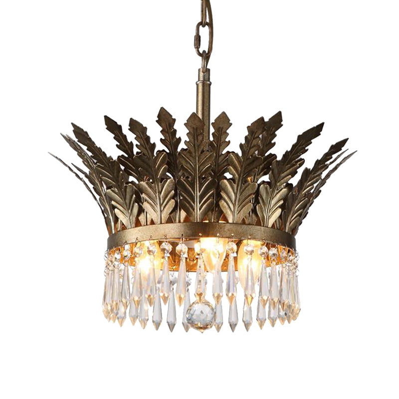 K9 Crystal 2-Tier Hanging Chandelier Traditional 3/4 Lights Gold/Antique Bronze Ceiling Lamp for Living Room Clearhalo 'Ceiling Lights' 'Chandeliers' Lighting' options 283695