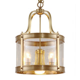 5 Lights Chandelier Pendant Light Colonial Drum Clear Glass Suspension Lamp for Living Room, 14.5"/18" W Clearhalo 'Ceiling Lights' 'Chandeliers' 'Glass shade' 'Glass' Lighting' 283700