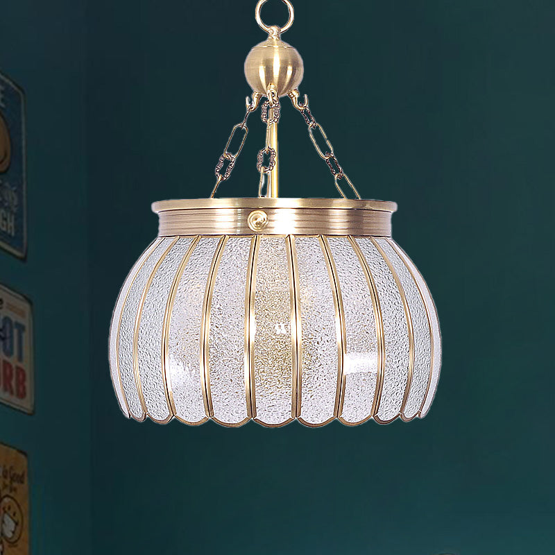 Scalloped Frosted Glass Pendant Chandelier Colonial 6 Bulbs Living Room Hanging Light in White Clearhalo 'Ceiling Lights' 'Chandeliers' 'Glass shade' 'Glass' Lighting' 283705