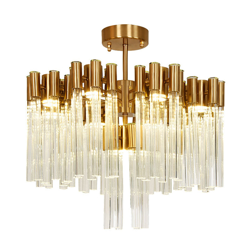 Gold Sputnik Semi Flush Mount Light Postmodern 7 Heads Fluted Crystal Ceiling Light Fixture Clearhalo 'Ceiling Lights' 'Close To Ceiling Lights' 'Close to ceiling' 'Semi-flushmount' Lighting' 283761