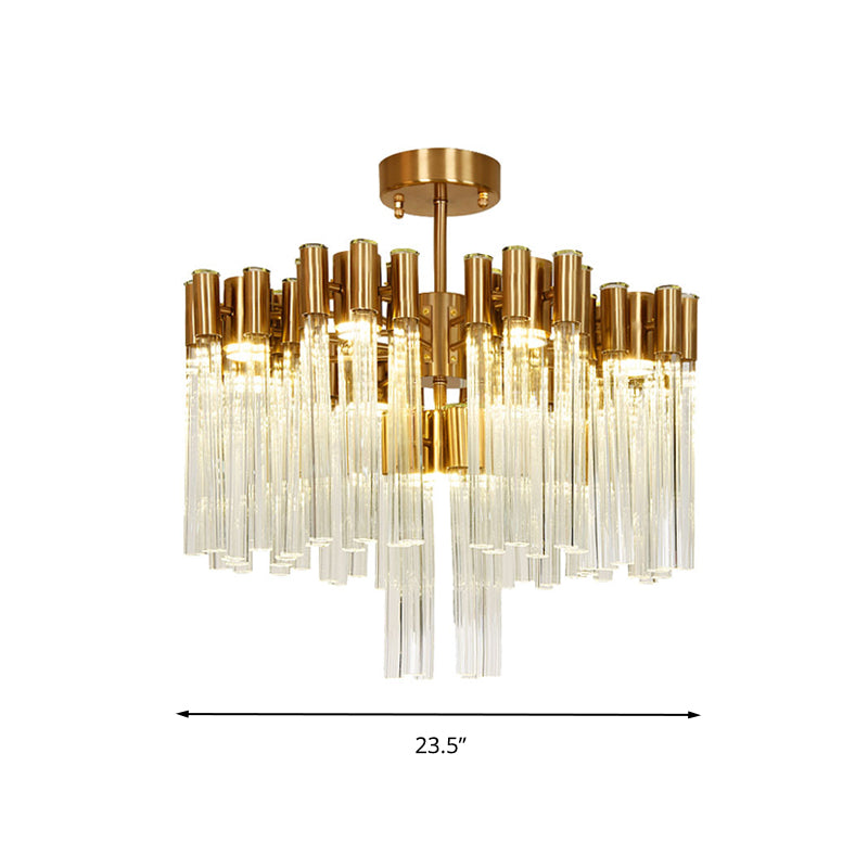 Gold Sputnik Semi Flush Mount Light Postmodern 7 Heads Fluted Crystal Ceiling Light Fixture Clearhalo 'Ceiling Lights' 'Close To Ceiling Lights' 'Close to ceiling' 'Semi-flushmount' Lighting' 283762