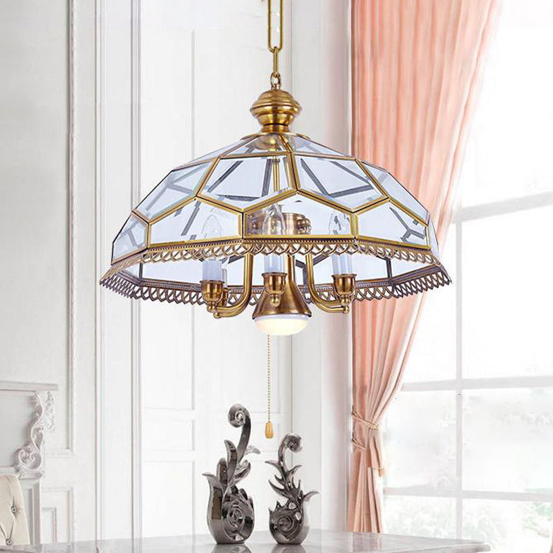 Clear Glass Bowl Chandelier Lamp Colonial 7 Heads Kitchen Pendant Light Fixture Clear Clearhalo 'Ceiling Lights' 'Chandeliers' 'Glass shade' 'Glass' Lighting' 283764