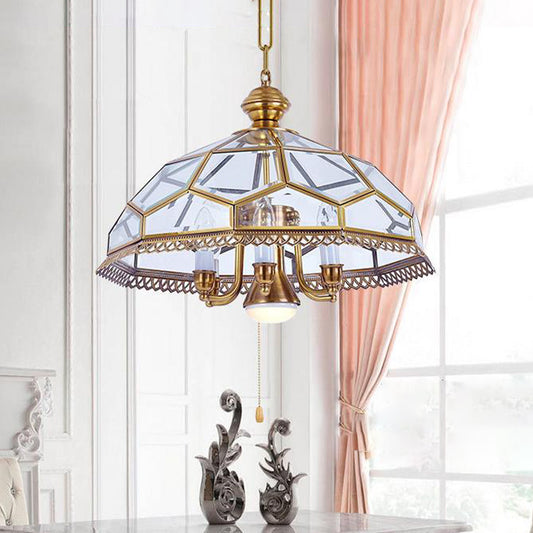 Clear Glass Bowl Chandelier Lamp Colonial 7 Heads Kitchen Pendant Light Fixture Clear Clearhalo 'Ceiling Lights' 'Chandeliers' 'Glass shade' 'Glass' Lighting' 283764
