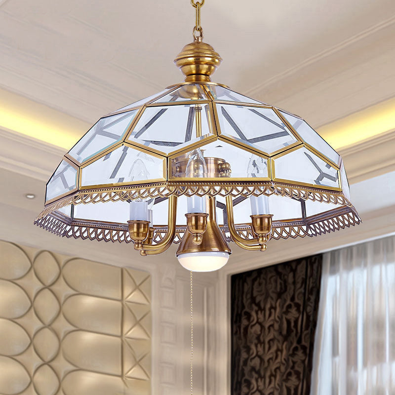 Clear Glass Bowl Chandelier Lamp Colonial 7 Heads Kitchen Pendant Light Fixture Clearhalo 'Ceiling Lights' 'Chandeliers' 'Glass shade' 'Glass' Lighting' 283765