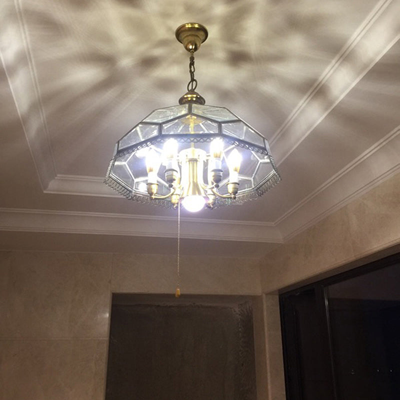 Clear Glass Bowl Chandelier Lamp Colonial 7 Heads Kitchen Pendant Light Fixture Clearhalo 'Ceiling Lights' 'Chandeliers' 'Glass shade' 'Glass' Lighting' 283766