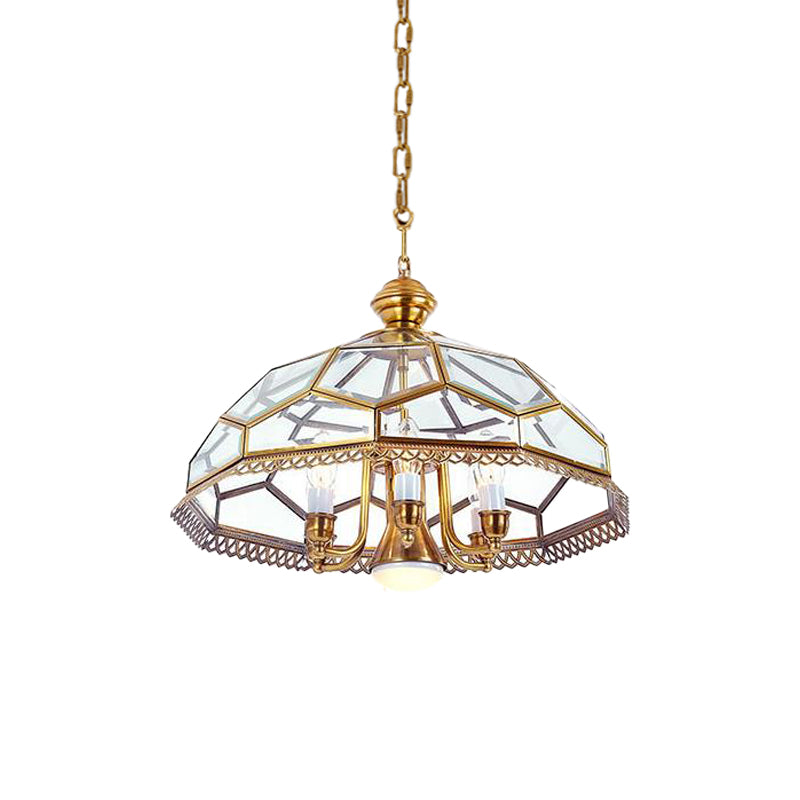 Clear Glass Bowl Chandelier Lamp Colonial 7 Heads Kitchen Pendant Light Fixture Clearhalo 'Ceiling Lights' 'Chandeliers' 'Glass shade' 'Glass' Lighting' 283767