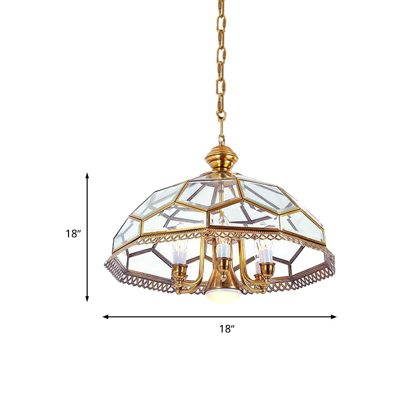 Clear Glass Bowl Chandelier Lamp Colonial 7 Heads Kitchen Pendant Light Fixture Clearhalo 'Ceiling Lights' 'Chandeliers' 'Glass shade' 'Glass' Lighting' 283768