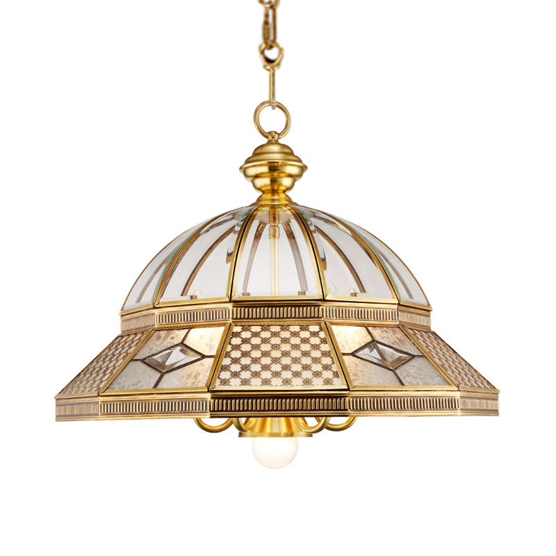 Colonial Dome Hanging Pendant 7 Heads Clear Glass Chandelier Lighting Fixture for Bedroom Clearhalo 'Ceiling Lights' 'Chandeliers' 'Glass shade' 'Glass' Lighting' 283780