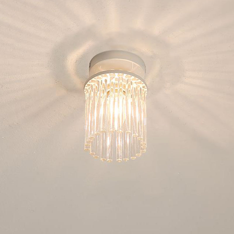 White Petal/Cylinder Flush Mount Light Fixture Modern 1/3/5 Lights Crystal Rod Ceiling Light Clearhalo 'Ceiling Lights' 'Close To Ceiling Lights' 'Close to ceiling' 'Semi-flushmount' Lighting' 283866