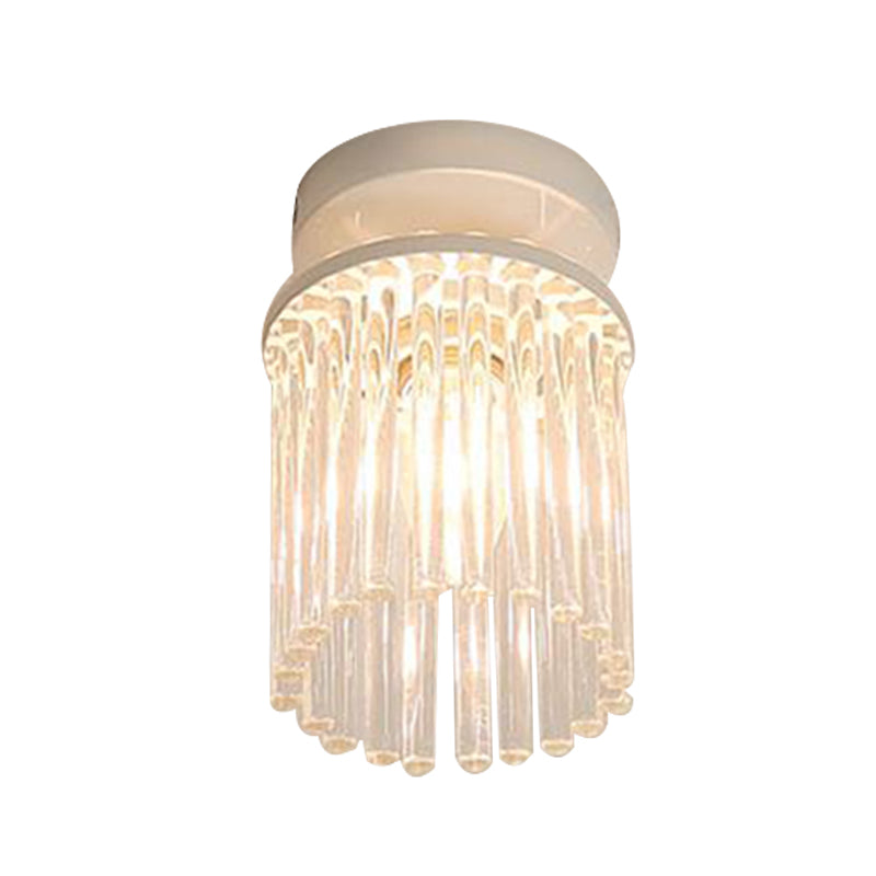 White Petal/Cylinder Flush Mount Light Fixture Modern 1/3/5 Lights Crystal Rod Ceiling Light Clearhalo 'Ceiling Lights' 'Close To Ceiling Lights' 'Close to ceiling' 'Semi-flushmount' Lighting' 283868