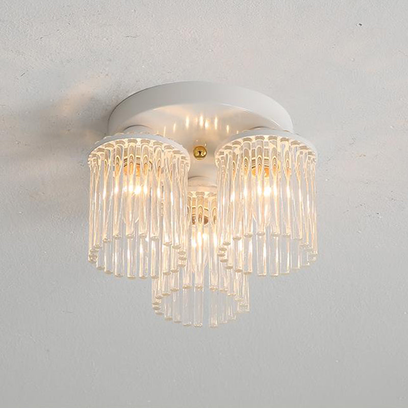 White Petal/Cylinder Flush Mount Light Fixture Modern 1/3/5 Lights Crystal Rod Ceiling Light 3 White Clearhalo 'Ceiling Lights' 'Close To Ceiling Lights' 'Close to ceiling' 'Semi-flushmount' Lighting' 283870