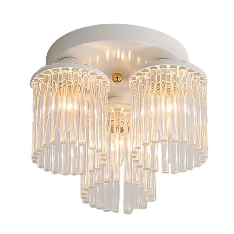 White Petal/Cylinder Flush Mount Light Fixture Modern 1/3/5 Lights Crystal Rod Ceiling Light Clearhalo 'Ceiling Lights' 'Close To Ceiling Lights' 'Close to ceiling' 'Semi-flushmount' Lighting' 283872