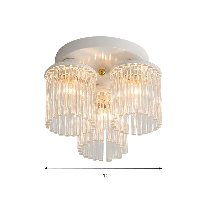 White Petal/Cylinder Flush Mount Light Fixture Modern 1/3/5 Lights Crystal Rod Ceiling Light Clearhalo 'Ceiling Lights' 'Close To Ceiling Lights' 'Close to ceiling' 'Semi-flushmount' Lighting' 283873