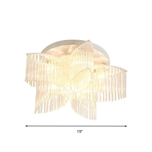 White Petal/Cylinder Flush Mount Light Fixture Modern 1/3/5 Lights Crystal Rod Ceiling Light Clearhalo 'Ceiling Lights' 'Close To Ceiling Lights' 'Close to ceiling' 'Semi-flushmount' Lighting' 283877