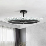 LED Semi Flush Mount Light Modern Circle Crystal Rod Ceiling Light Fixture in Black Clearhalo 'Ceiling Lights' 'Close To Ceiling Lights' 'Close to ceiling' 'Semi-flushmount' Lighting' 283950