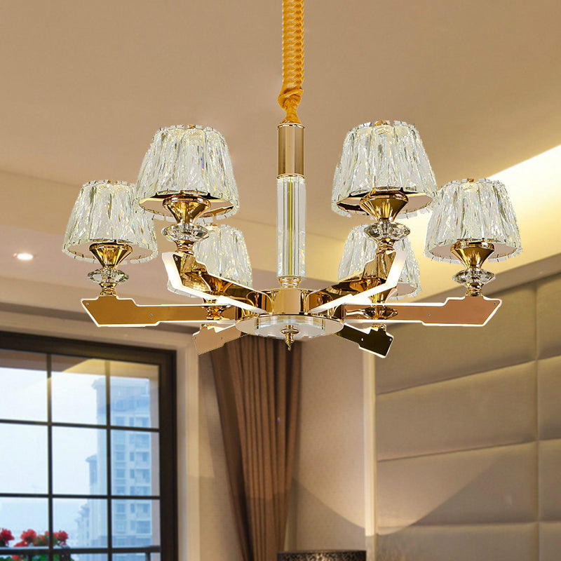 Gold Sputnik Hanging Ceiling Light Postmodern Crystal Block 6/8/12 Heads Living Room Pendant Chandelier Clearhalo 'Ceiling Lights' 'Chandeliers' Lighting' options 283998