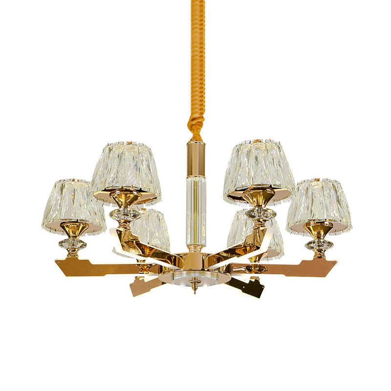 Gold Sputnik Hanging Ceiling Light Postmodern Crystal Block 6/8/12 Heads Living Room Pendant Chandelier Clearhalo 'Ceiling Lights' 'Chandeliers' Lighting' options 284000