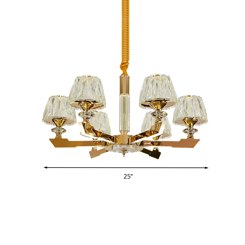 Gold Sputnik Hanging Ceiling Light Postmodern Crystal Block 6/8/12 Heads Living Room Pendant Chandelier Clearhalo 'Ceiling Lights' 'Chandeliers' Lighting' options 284001