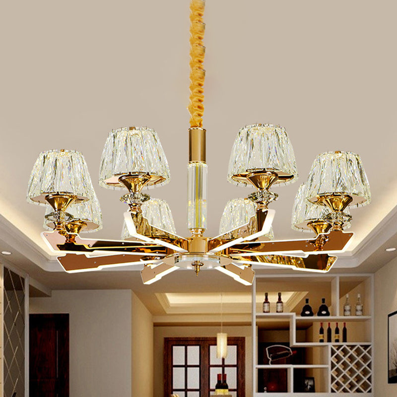 Gold Sputnik Hanging Ceiling Light Postmodern Crystal Block 6/8/12 Heads Living Room Pendant Chandelier Clearhalo 'Ceiling Lights' 'Chandeliers' Lighting' options 284002