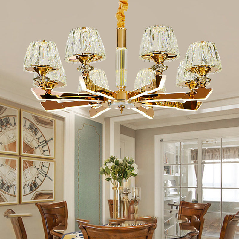 Gold Sputnik Hanging Ceiling Light Postmodern Crystal Block 6/8/12 Heads Living Room Pendant Chandelier Clearhalo 'Ceiling Lights' 'Chandeliers' Lighting' options 284003