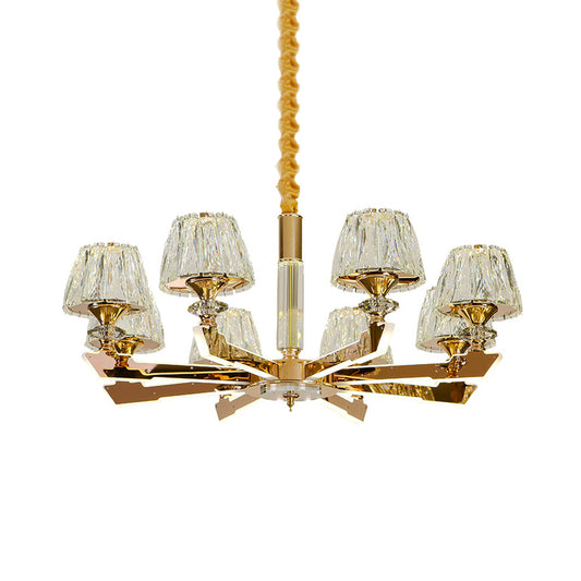 Gold Sputnik Hanging Ceiling Light Postmodern Crystal Block 6/8/12 Heads Living Room Pendant Chandelier Clearhalo 'Ceiling Lights' 'Chandeliers' Lighting' options 284004