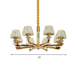 Gold Sputnik Hanging Ceiling Light Postmodern Crystal Block 6/8/12 Heads Living Room Pendant Chandelier Clearhalo 'Ceiling Lights' 'Chandeliers' Lighting' options 284005