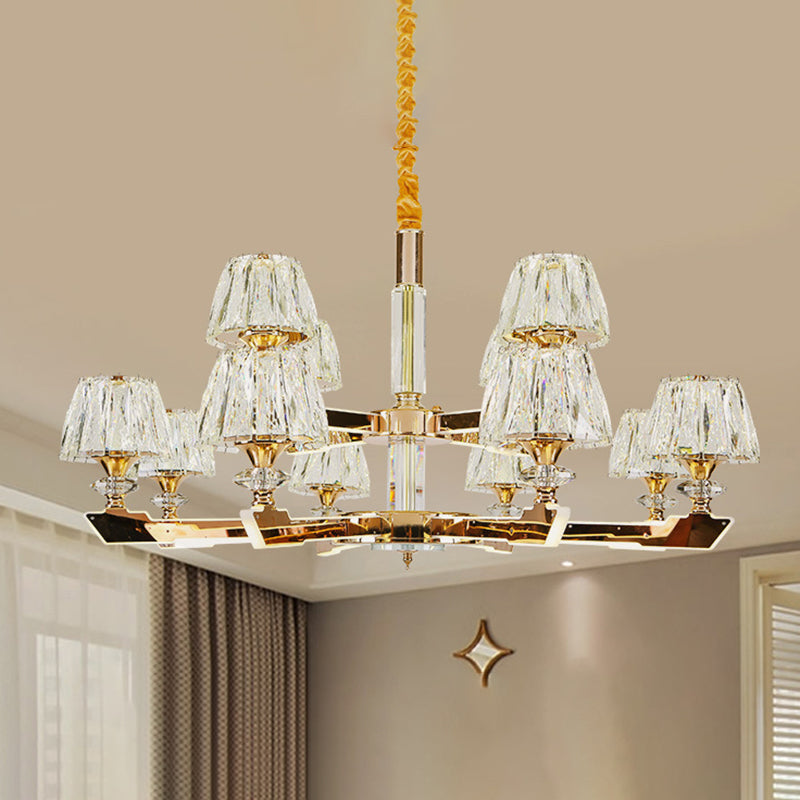 Gold Sputnik Hanging Ceiling Light Postmodern Crystal Block 6/8/12 Heads Living Room Pendant Chandelier Clearhalo 'Ceiling Lights' 'Chandeliers' Lighting' options 284006