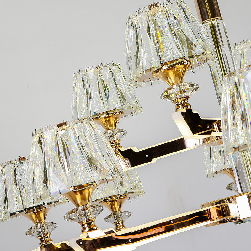 Gold Sputnik Hanging Ceiling Light Postmodern Crystal Block 6/8/12 Heads Living Room Pendant Chandelier Clearhalo 'Ceiling Lights' 'Chandeliers' Lighting' options 284010