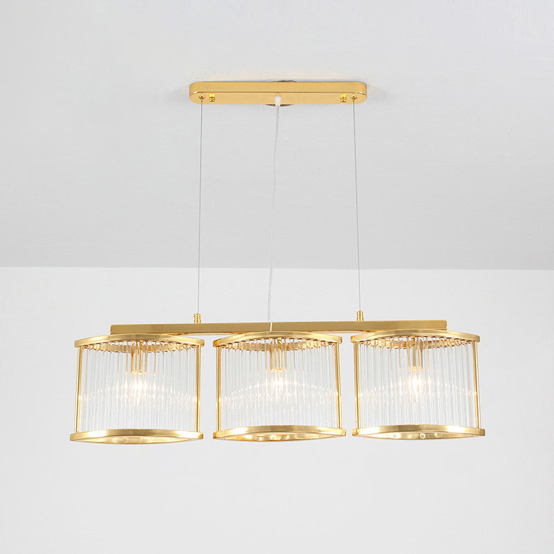 3 Heads Crystal Rod Island Light Postmodern Gold Oval Dining Room Pendant Light Fixture Clearhalo 'Ceiling Lights' 'Island Lights' Lighting' 284039