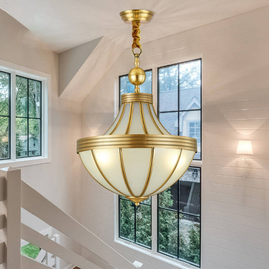 Gold Teardrop Chandelier Pendant Light Colonial Sandblasted Glass 3 Lights Dining Room Suspension Lamp Gold Clearhalo 'Ceiling Lights' 'Chandeliers' 'Glass shade' 'Glass' Lighting' 284204