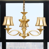 Gold Starburst Chandelier Lamp Colony Metal 3/6/8 Heads Pendant Ceiling Light with Flared Opal Frosted Glass Shade Clearhalo 'Ceiling Lights' 'Chandeliers' Lighting' options 284248