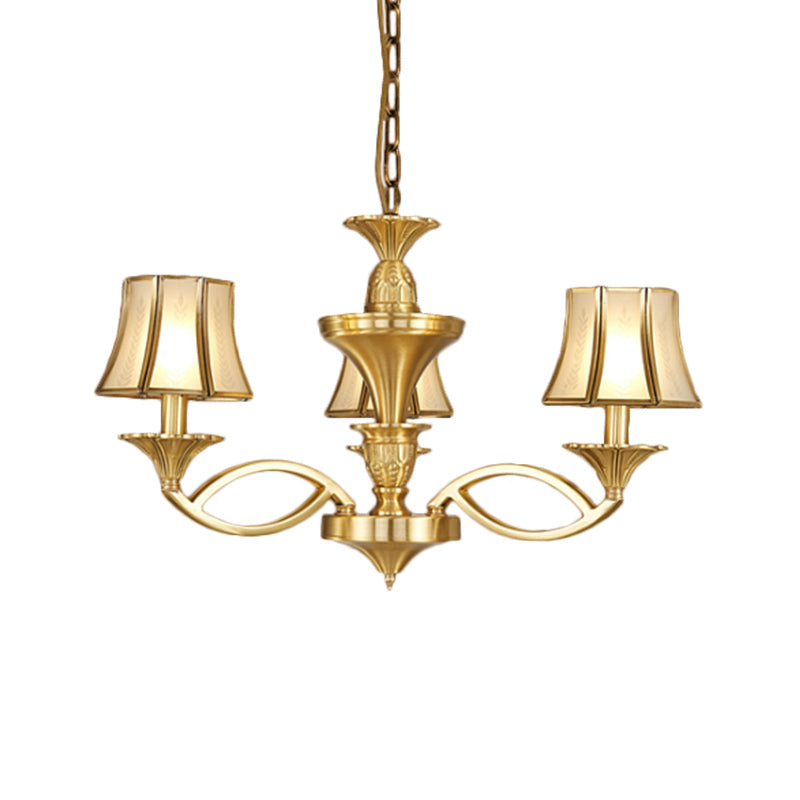 Gold Starburst Chandelier Lamp Colony Metal 3/6/8 Heads Pendant Ceiling Light with Flared Opal Frosted Glass Shade Clearhalo 'Ceiling Lights' 'Chandeliers' Lighting' options 284250