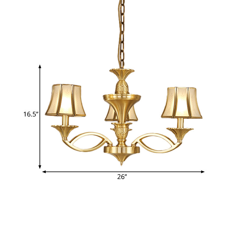 Gold Starburst Chandelier Lamp Colony Metal 3/6/8 Heads Pendant Ceiling Light with Flared Opal Frosted Glass Shade Clearhalo 'Ceiling Lights' 'Chandeliers' Lighting' options 284251