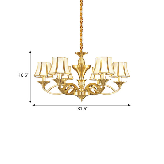 Gold Starburst Chandelier Lamp Colony Metal 3/6/8 Heads Pendant Ceiling Light with Flared Opal Frosted Glass Shade Clearhalo 'Ceiling Lights' 'Chandeliers' Lighting' options 284255