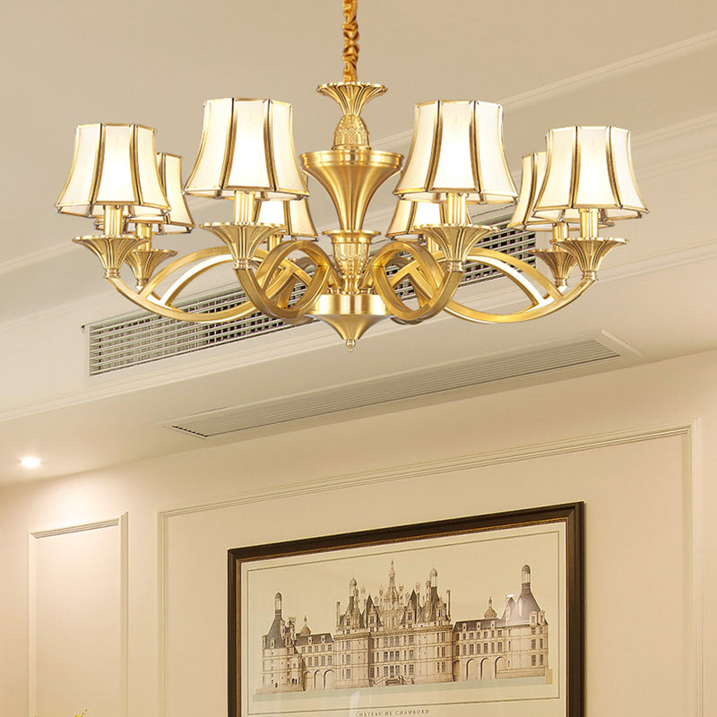 Gold Starburst Chandelier Lamp Colony Metal 3/6/8 Heads Pendant Ceiling Light with Flared Opal Frosted Glass Shade Clearhalo 'Ceiling Lights' 'Chandeliers' Lighting' options 284257