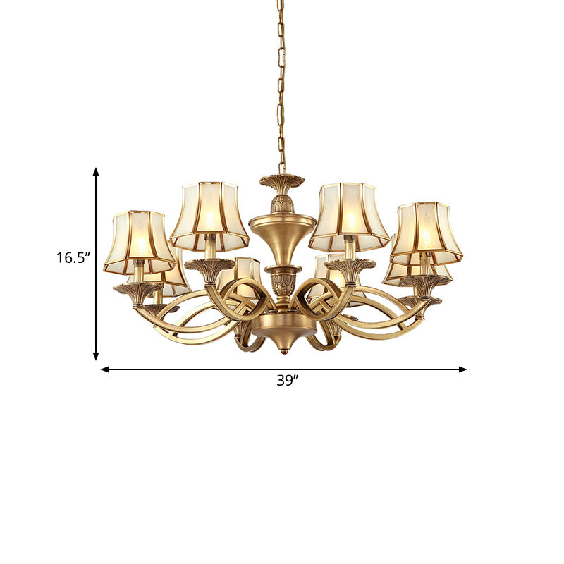 Gold Starburst Chandelier Lamp Colony Metal 3/6/8 Heads Pendant Ceiling Light with Flared Opal Frosted Glass Shade Clearhalo 'Ceiling Lights' 'Chandeliers' Lighting' options 284259