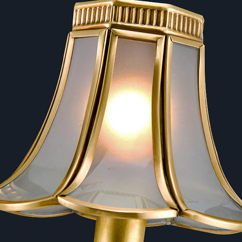 Frosted Glass Gold Pendant Chandelier Scalloped 3/5/6 Bulbs Colonial Suspended Lighting Fixture with Radial Design Clearhalo 'Ceiling Lights' 'Chandeliers' 'Glass shade' 'Glass' Lighting' 284426