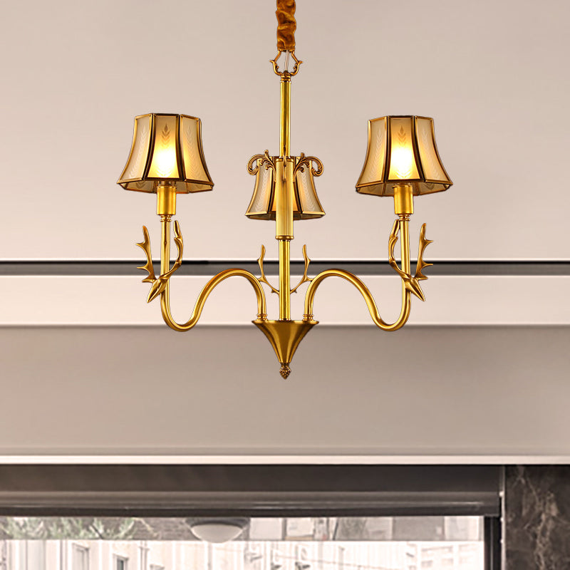 Metal Gold Chandelier Lighting Curved Arm 3/5/6 Lights Colonialist Hanging Lamp Kit Clearhalo 'Ceiling Lights' 'Chandeliers' Lighting' options 284514