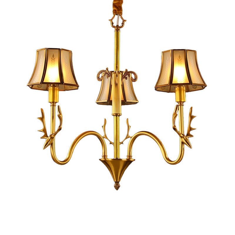 Metal Gold Chandelier Lighting Curved Arm 3/5/6 Lights Colonialist Hanging Lamp Kit Clearhalo 'Ceiling Lights' 'Chandeliers' Lighting' options 284517