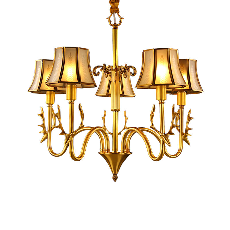 Metal Gold Chandelier Lighting Curved Arm 3/5/6 Lights Colonialist Hanging Lamp Kit Clearhalo 'Ceiling Lights' 'Chandeliers' Lighting' options 284521