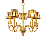 Metal Gold Chandelier Lighting Curved Arm 3/5/6 Lights Colonialist Hanging Lamp Kit Clearhalo 'Ceiling Lights' 'Chandeliers' Lighting' options 284521